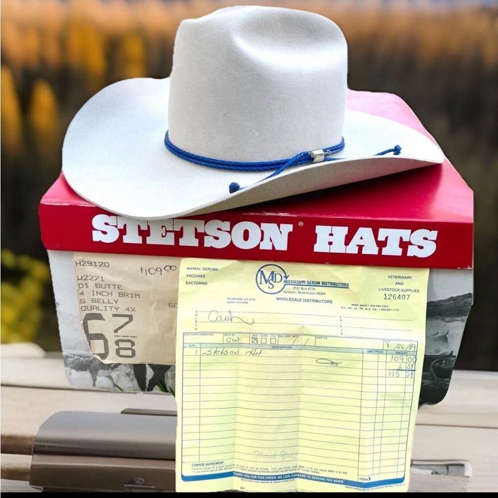 1989 Vintage Discontinued Stetson Dee Pickett Gray Beaver Western Hat 6 7/8